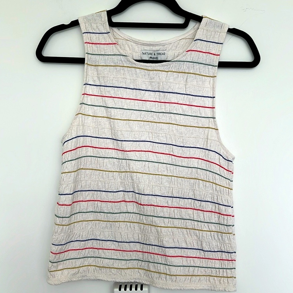 Madewell Texture & Thread crinkle-like colorful striped tank